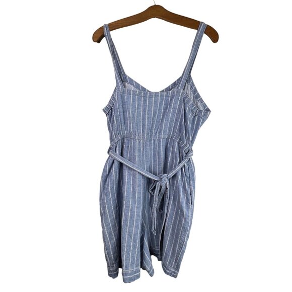 Universal Thread Romper Size Large Chambray Stripe Tie Waist Spaghetti Strap Blu - Picture 2 of 8
